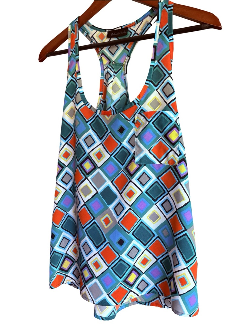 Gabriella Rocha Multi Color Boho Geometric Pocket Tank Top Small - Picture 9 of 16